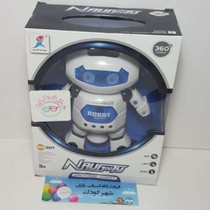#۱۱۷۲# آدم آهنی هاله نورانی سفید چشم آبی (چشم تلسکوپی) 99444-2-dancing robot-lezo smart technology